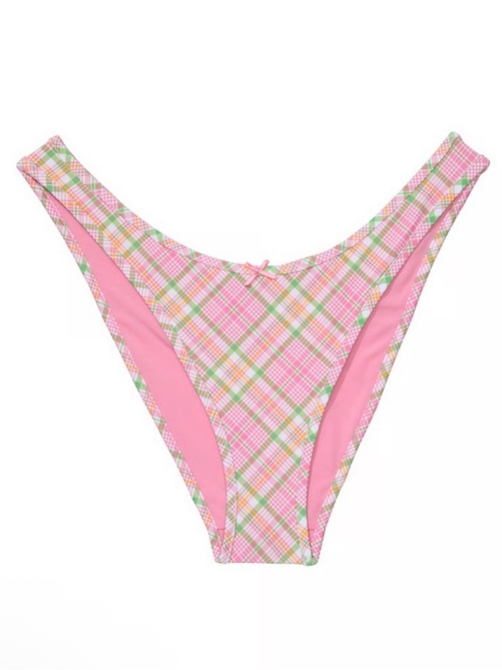 New! Frankie's Bikinis x Pink golden hour strawberry Plaid Bottom 34651